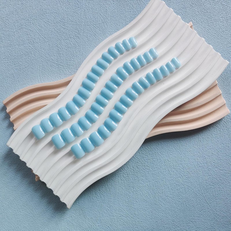 KQueenest 48 Pcs Acrylic Press on Nails Short Length, Press on Baby Blue Nails, Solid Color Small Fake Nails Set, Natural Gel Glue on Nails Short, Stick on Nails For Women Finger Decoration - Image 4